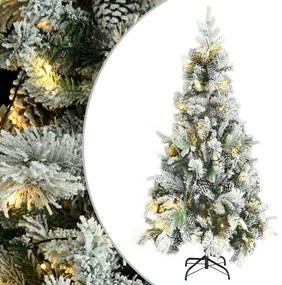 vidaXL Χριστ. Δέντρο Προφωτισμένο 225 εκ με Χιόνι/Κουκουνάρια PVC&PE