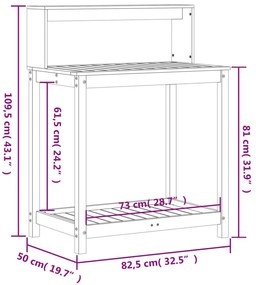 ΤΡΑΠΕΖΙ ΚΗΠΟΥΡΙΚΗΣ ΜΕ ΡΑΦΙΑ ΚΑΦΕ 82,5X50X109,5 ΕΚ. ΜΑΣΙΦ ΠΕΥΚΟ 844633