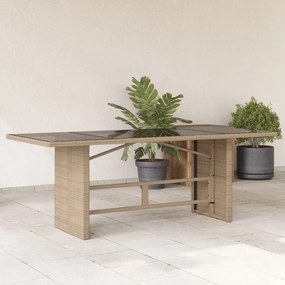 Τραπέζι Κήπου με Γυάλινη Επιφάνεια Μπεζ 190x80x74 εκ. Ρατάν - Μπεζ