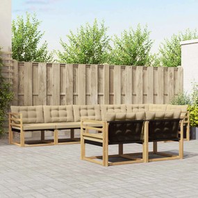 vidaXL Σειρά Καναπέ Εξωτερικού με μαξιλάρι 8 pcs Λευκό και Μπεζ