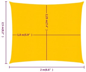 Πανί Σκίασης Ορθογώνιο Κίτρινο 2x2,5 μ. HDPE 160 γρ./μ² - Κίτρινο