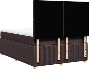 vidaXL Κρεβάτι Boxspring με Στρώμα Σκούρο Καφέ 140x190 εκ. Υφασμάτινο