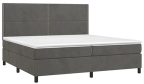 vidaXL Κρεβάτι Boxspring με Στρώμα Σκούρο Γκρι 200x200 εκ. Βελούδινο