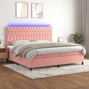 ΚΡΕΒΑΤΙ BOXSPRING ΜΕ ΣΤΡΩΜΑ &amp; LED ΡΟΖ 200X200 ΕΚ. ΒΕΛΟΥΔΙΝΟ 3136328