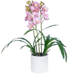 Τεχνητό Φυτό Cherry Cumbidium 21403 Φ34x60cm Pink GloboStar Πηλός,Ύφασμα