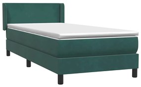 vidaXL Κρεβάτι Boxspring με Στρώμα Σκούρο Πράσινο 100x210εκ. Βελούδινο