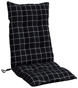 vidaXL Μαξιλάρια Καρέκλας Ψηλή Πλάτη 2 τεμ. Μαύρο Καρό Ύφασμα Oxford