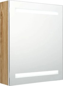 vidaXL Καθρέφτης Μπάνιου με Ντουλάπι &amp; LED Λευκό και Δρυς 50x14x60 εκ.