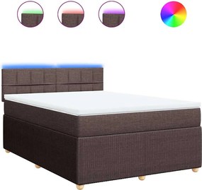 vidaXL Κρεβάτι Boxspring με Στρώμα Σκούρο Καφέ 140x200 εκ Υφασμάτινο