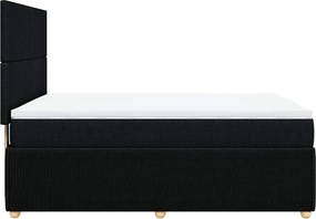 vidaXL Κρεβάτι Boxspring με Στρώμα Μαύρο 140x190 εκ. Υφασμάτινο