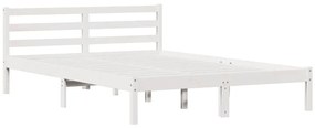 vidaXL Κρεβάτι με κεφαλάρι Λευκό 210 x 160 εκ Μασίφ ξύλο πεύκου