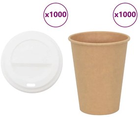 vidaXL Χάρτινα ποτήρια καφέ με καπάκια 1000 τεμάχια 12oz 300ml
