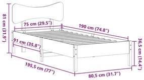 Σκελετός Κρεβ. Χωρίς Στρώμα Καφέ Κεριού 75x190 εκ Μασίφ Πεύκο - Καφέ