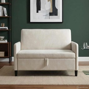 vidaXL Καναπές με Αποθήκευση Κρεμ 122 x 78 x 87 εκ Πολυεστέρας