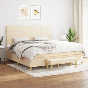 ΚΡΕΒΑΤΙ BOXSPRING ΜΕ ΣΤΡΩΜΑ ΚΡΕΜ 200X200 ΕΚ. ΥΦΑΣΜΑΤΙΝΟ 3137186