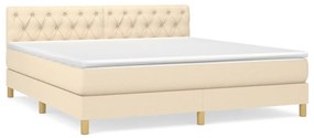 Κρεβάτι Boxspring με Στρώμα Κρεμ 160x200 εκ. Υφασμάτινο - Κρεμ