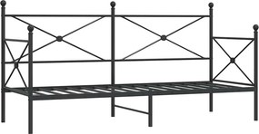 vidaXL Κρεβάτι ημέρας χωρίς στρώμα Μαύρο 80x200 cm Ατσάλι