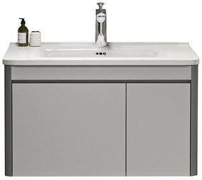 Έπιπλο Μπάνιου Πάγκος Με Νιπτήρα Yvonne 60 S3BYVO060GR 60x46,5x34cm Grey Ξύλο,Πορσελάνη