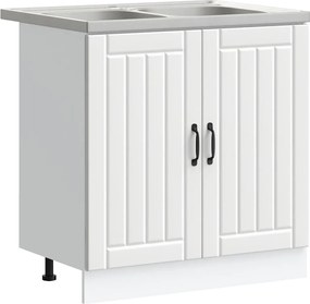 vidaXL Βάση νιπτήρα με αποθήκευση Lucca 2 pcs Λευκό Επεξεργασμένο ξύλο