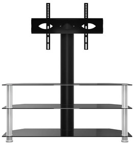 Βάση Τηλεόρασης Γωνιακή 3 Επιπέδων για 32-70 Ιντσών Μαύρη/Ασημί - Μαύρο