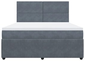 Κρεβάτι Boxspring με Στρώμα Σκούρο Γκρι 180x200 εκ. Βελούδινο - Γκρι