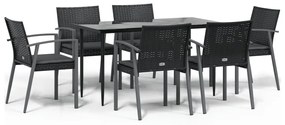 vidaXL Σετ Τραπεζαρίας Κήπου 7 τεμ. Συνθ. Ρατάν / Ατσάλι με Μαξιλάρια