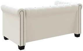 vidaXL Καναπές Διθέσιος Chesterfield Λευκός από Συνθετικό Δέρμα