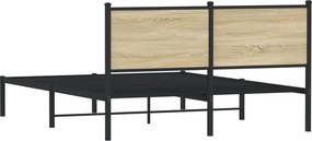 vidaXL Σκελετός Κρεβ. Χωρίς Στρώμα Sonoma Δρυς 140x200 εκ. Μεταλλικό