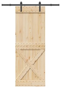 Συρόμενη Μεσόπορτα με Μηχανισμό 85 x 210 εκ. Μασίφ Ξύλο Πεύκου