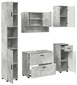 vidaXL Σετ Επίπλων Μπάνιου 5 pcs Γκρι σκυροδέματος 30 x 35 x 192 εκ.