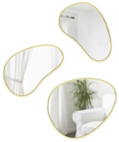 Καθρέπτης Hubba Pebble (Σετ 3Τμχ) 1018566-104 28,2x19,9x1,9cm/31,3x26,2x1,9cm Brass Umbra Metal, Glass
