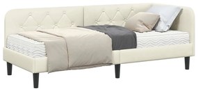 vidaXL Κρεβάτι Γωνίας με στρώμα με κεφαλάρι Κρεμ 80 x 200 cm Βελούδο