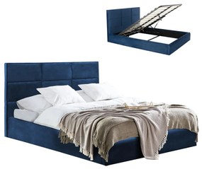 BED BRILEY  BLUE VELVET WITH STORAGE SPACE 160X200cm.