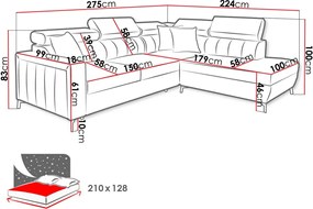 Γωνιακός καναπές Baltico III Maxi-Δεξιά-Roz