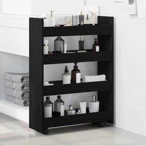 vidaXL Λεπτό Καρότσι Αποθήκευσης Μαύρη Οξυά 60 x 20 x 82 εκ