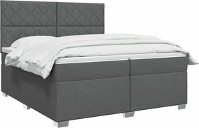vidaXL Κρεβάτι box spring με στρώμα Σκούρο Γκρι 200 x 200 cm Ύφασμα
