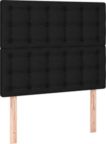 vidaXL Κρεβάτι Boxspring με Στρώμα &amp; LED Μαύρο 90x190 εκ. Υφασμάτινο