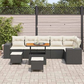 vidaXL Σετ Καναπέ Κήπου 9 pcs Μαύρο συνθετικό ρατάν