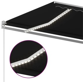 vidaXL Τέντα Συρόμενη Χειροκίνητη με LED Ανθρακί 400 x 350 εκ.