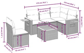 vidaXL Σετ Καναπέ Κήπου 6 τεμ. Μπεζ Συνθετικό Ρατάν με Μαξιλάρια