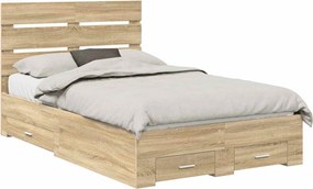 vidaXL Σκελετός Κρεβατιού Δρύς Sonoma 135 x 190 cm Επεξεργασμένο Ξύλο