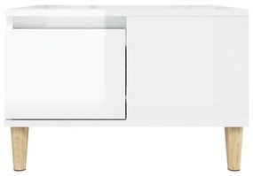 Τραπεζάκι Σαλονιού Γυαλ. Λευκό 55x55x36,5 εκ. Επεξεργ. Ξύλο - Λευκό