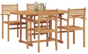 vidaXL Σέτ φαγητού για κήπο 5 pcs Καστανό Μασίφ ξύλο teak