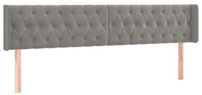 Κεφαλάρι Κρεβατιού LED Ανοιχτό Γκρι 183x16x78/88 εκ. Βελούδινο - Γκρι