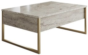 Megapap Τραπεζάκι Σαλονιού Luxe Travertine - Χρυσό