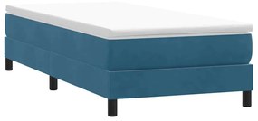 Κρεβάτι Boxspring με Στρώμα Σκούρο Μπλε 90x220 εκ. Βελούδινο - Μπλε