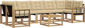 vidaXL Σειρά Καναπέ Εξωτερικού με μαξιλάρι 8 pcs Λευκό και Μπεζ