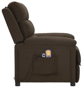 vidaXL Πολυθρόνα Μασάζ με Ανύψωση Σκούρο Καφέ Υφασμάτινη