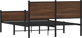 vidaXL Σκελετός Κρεβ. Χωρίς Στρώμα Καφέ Δρυς 150x200 εκ. Μεταλλικό