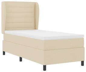 vidaXL Πλαίσιο Κρεβατιού με Στρώμα Κρεμ 90x200 εκ. Υφασμάτινο